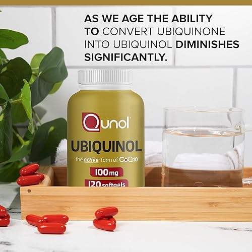Miniatura 4 de Qunol 100 mg de ubiquinol, potente antioxidante para la salud cardíaca y vascular, esencial para la producción de energía, suplemento natural forma