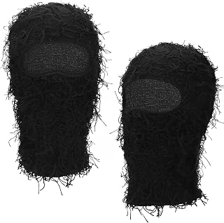 Distressed Balaclava Ski Mask, Windproof Fuzzy Ski Masks, Full Face Shiesty Mask for Outdoor Activities 2 Pack