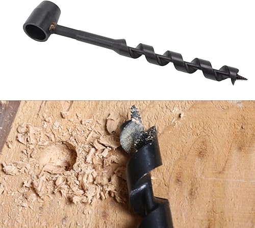 Miniatura 4 de Taladro manual de barrena de acero al carbono negro, excavadora de madera de supervivencia portátil de alta dureza para carpintería silvestre