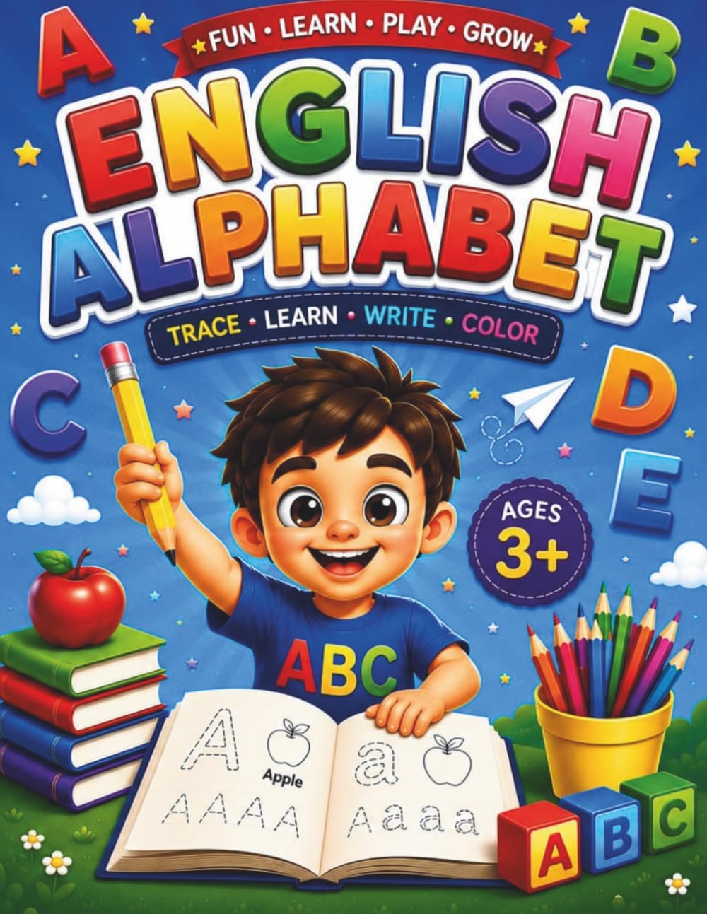 ABC Alphabet Tracing and coloring Workbook for Kids: Practice Uppercase & Lowercase Letters with Easy Words for Preschool & Kindergarten Kids