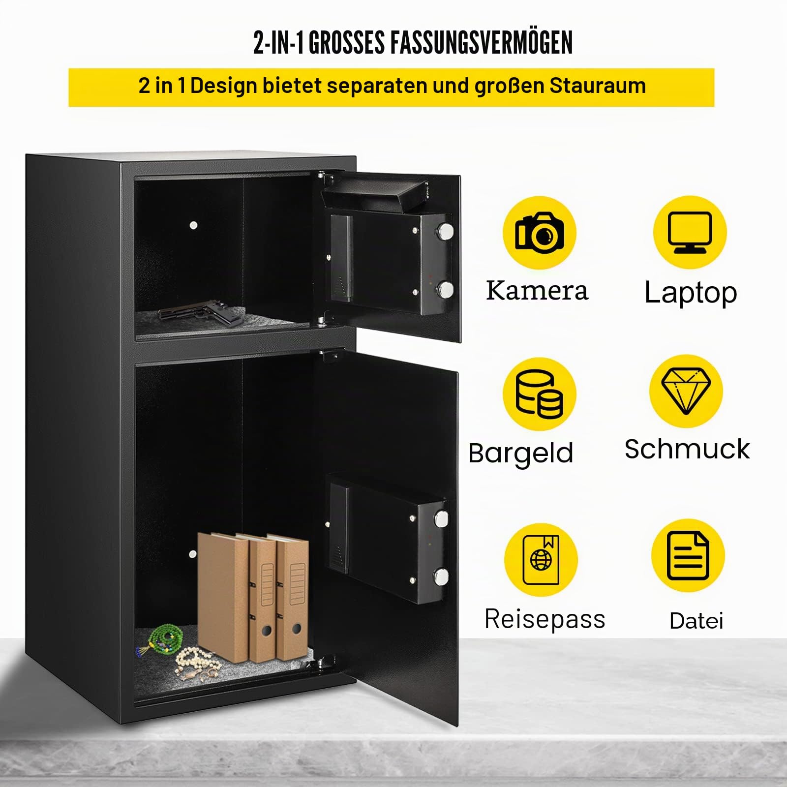 VEVOR Digitaler Tresor 74 l, Sicherheitskasten mit digitaler Kombination für den Heimgebrauch, Safe für Geld, Schmuck, Dokumente
