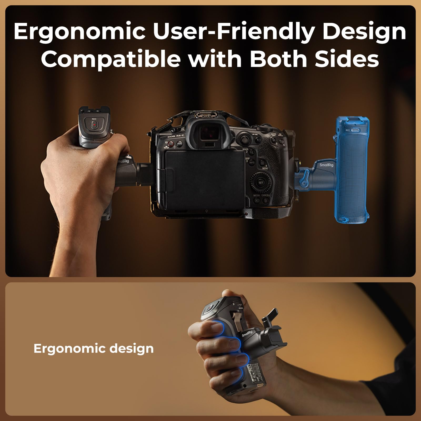 SMALLRIG Maniglia Laterale Rotante con Trigger REC Fotocamere per Canon/Blackmagic Design Selezionate, Compatibile con Batteria F550/570, Controllo Otturatore, per Canon R3 / R5 / R6-5235