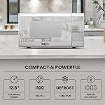 Total Chef Compact Countertop Microwave Oven, 1100W, 1.3 Cubic Feet Capacity, Digital Touchscreen Controls, One-Touch Push-Button Opening, 6 Pre-Set Cooking Modes, Silver Stainless Steel