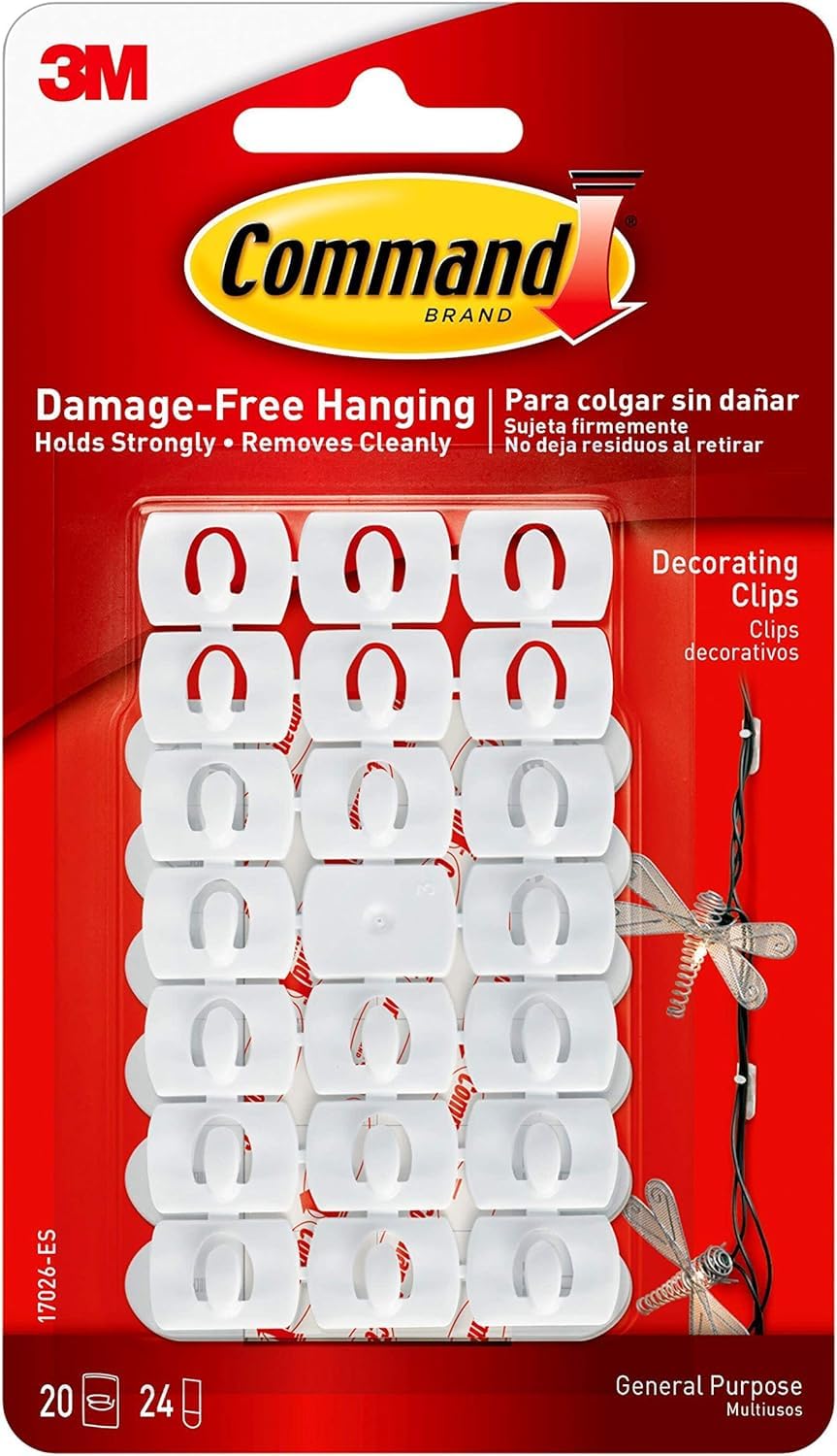 Pvonline Oasis White Damage-Free Hanging Decorating Clips, 20 Clips And 24 Strips,