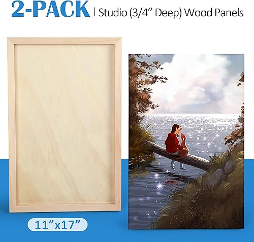 Miniatura 38 de Falling in Art - Juego de paneles de lienzo de madera de abedul sin terminar, paquete de 2 tablas de cuna de 16 x 20 pulgadas de profundidad