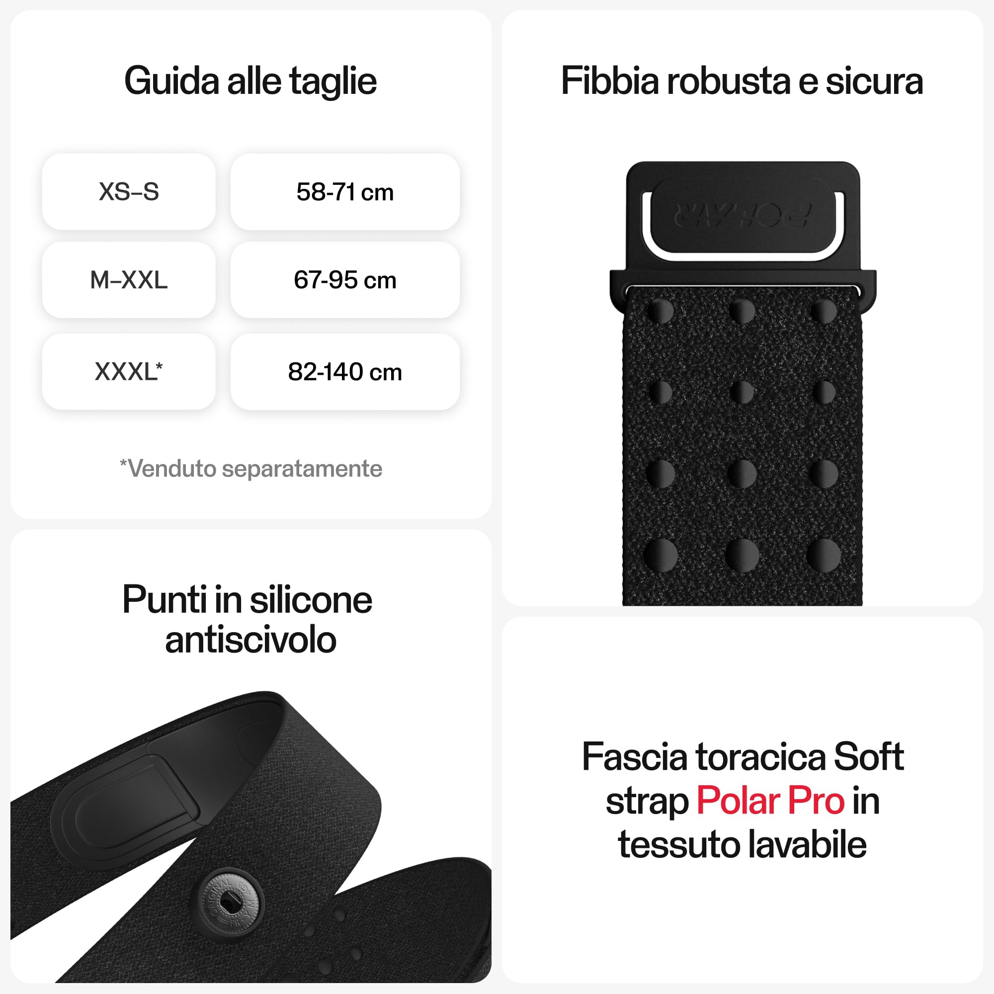 Polar H10 Sensore frequenza cardiaca - ANT+ e Bluetooth, precisione ECG/EKG, monitoraggio HRV, impermeabile, fascia lavabile in lavatrice, comodo, batteria sostituibile, per sport e palestra