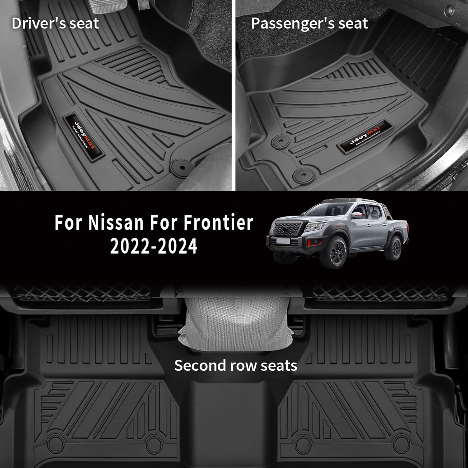 All Weather TPE Floor Mat 2 Rows for 2022-2025 2026 Nissan Frontier Crew Cab Accessories (Floor Mats 2 Rows)