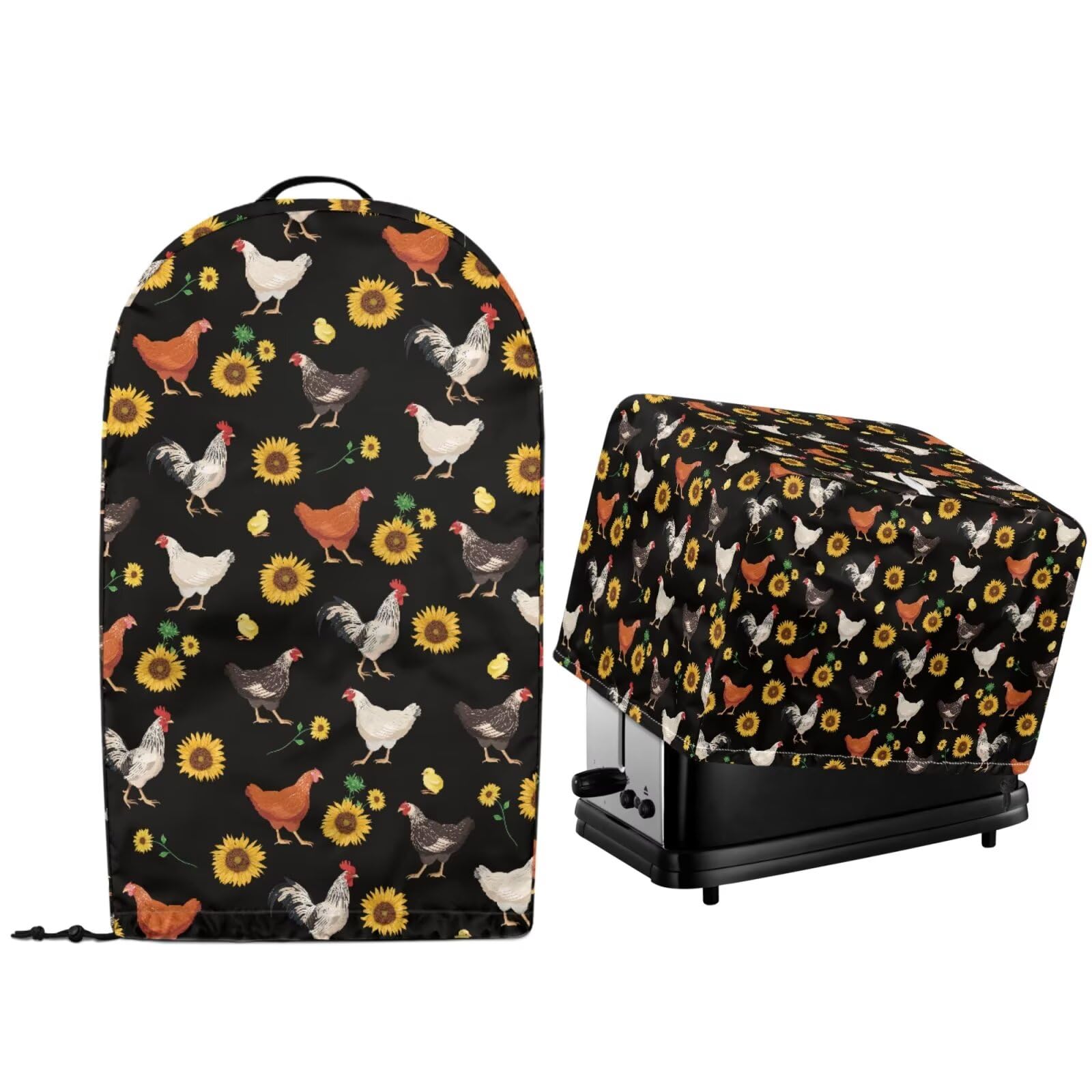 Kitchen Countertop Appliance Dust Covers Set of 2 Stand Mixer Food Processor Blender and Toaster Bread Maker Oven Protector Covers Sunflower Rooster Print