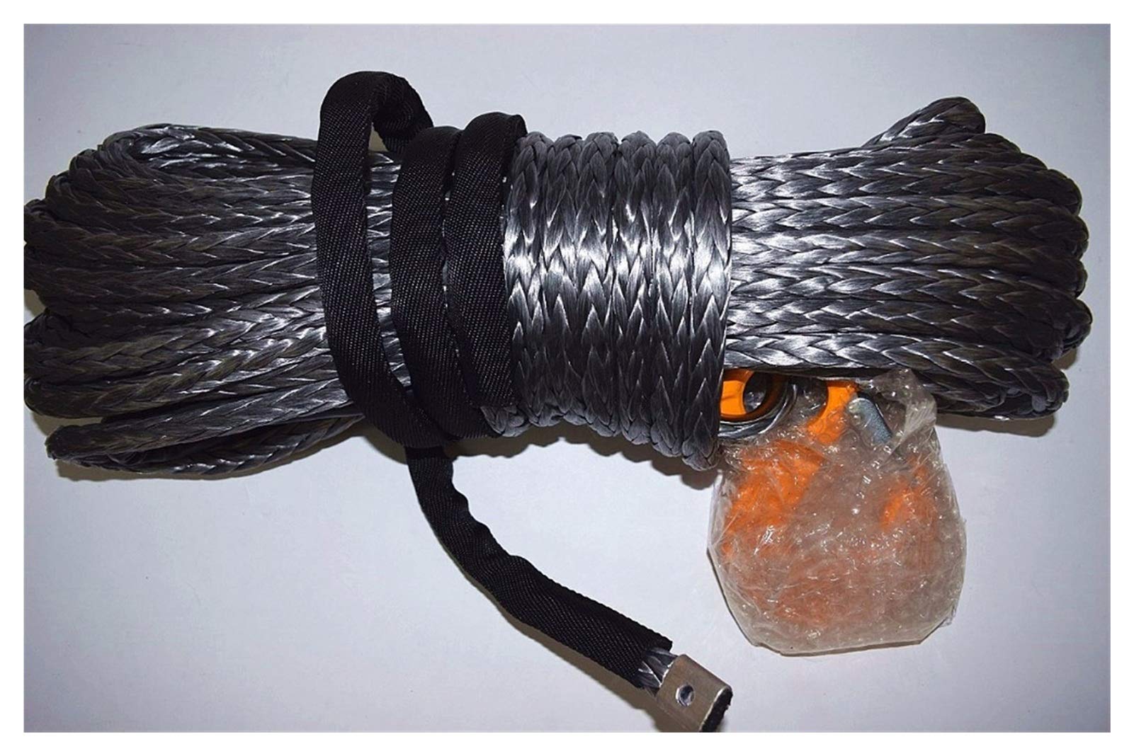 Winch Rope, Grey 12mm*45m Synthetic Winch Rope with Hook,ATV Cable,Plasma, Line
