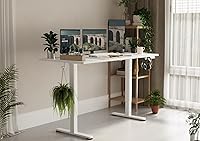 Vista 2 de Claiks Escritorio Eléctrico de Pie Ajustable, Escritorio de Altura Ajustable para Sentarse y Pararse, Escritorio de Oficina en Casa de 55x24 Blanco