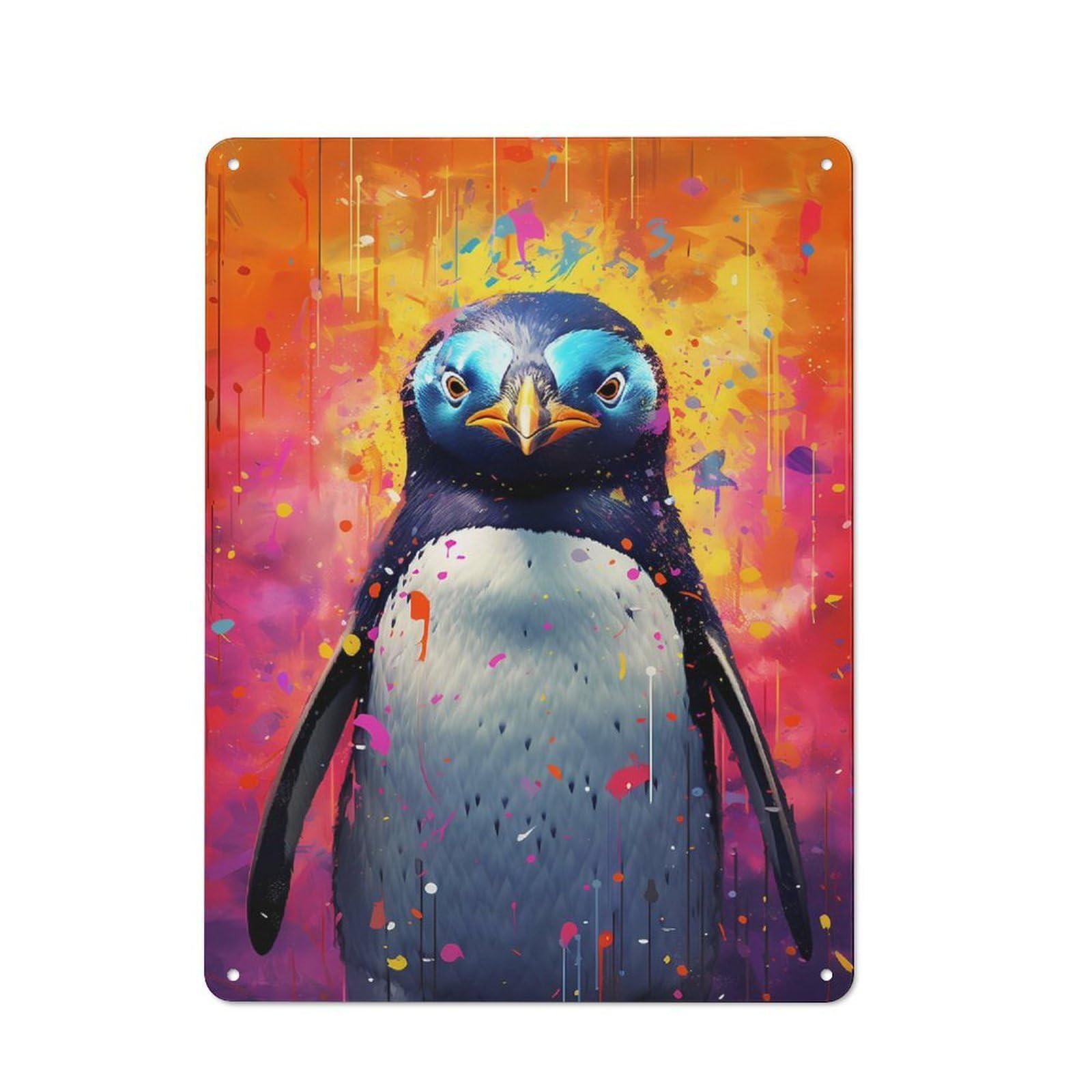 Penguin Colorful Metal Gift Sign 40x30cm, Vintage Home Wall Decor for Home, Shop, Pub Or Studio Wall