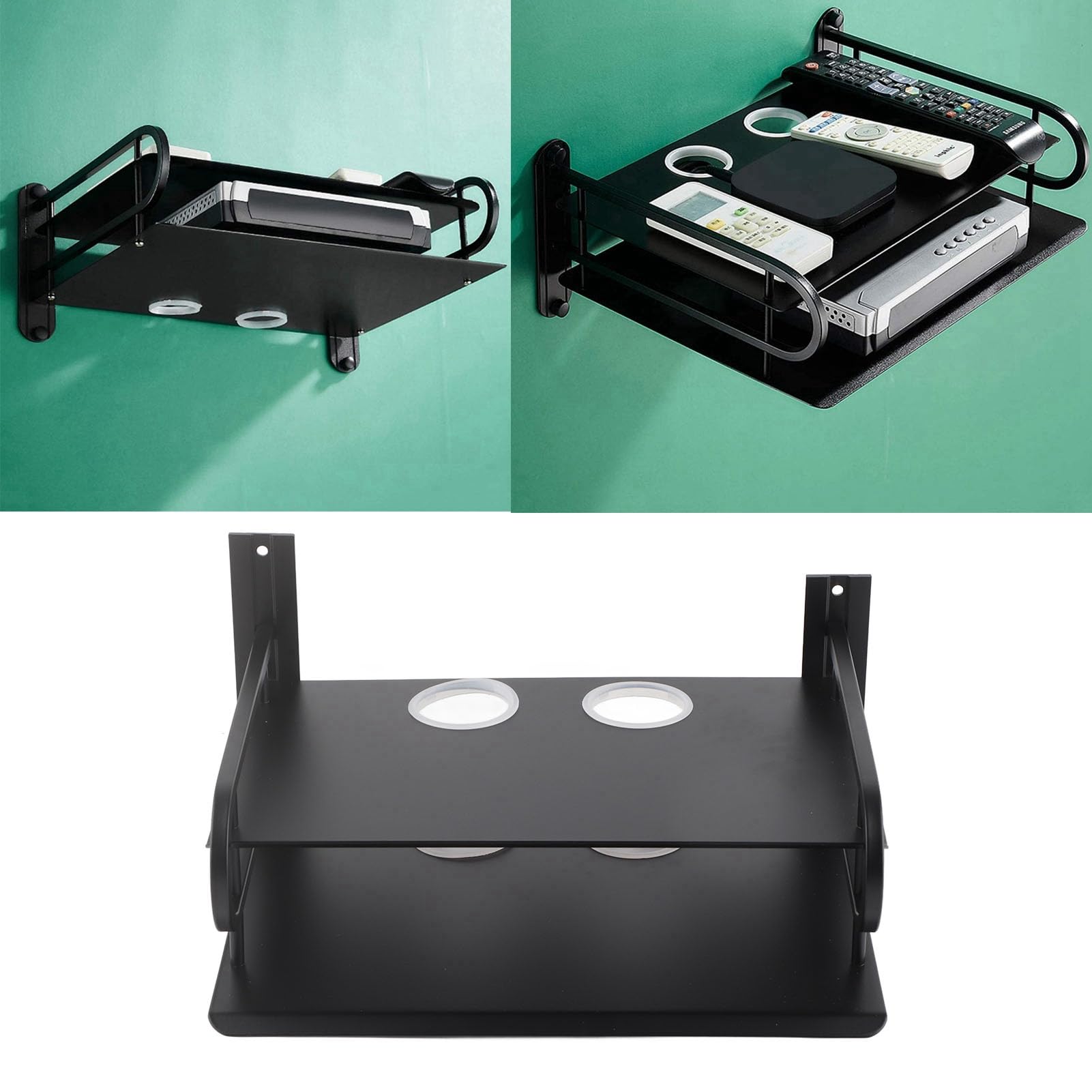 Kabelbox Regal, TV Box Regal 28 X 26 X 21 Cm, Wandregal, Schwebendes Wandregal für Router, Modem, DVD, Beamer, Set, TV & Medienmöbel