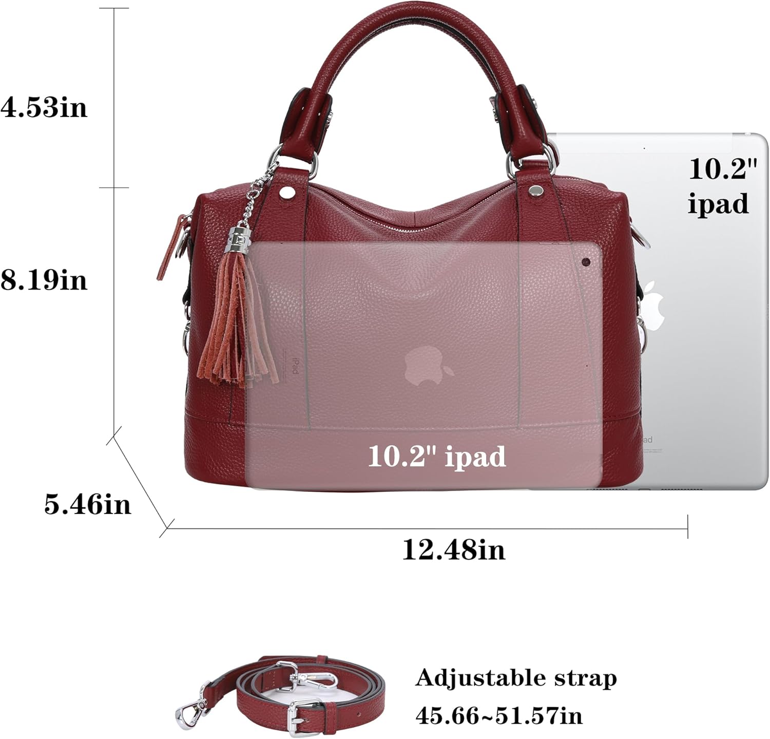 HESHE Womens Genuine Leather Purse Satchel Tote Bags Ladies Real Leather Bags Crossbody Handbags - Image 3