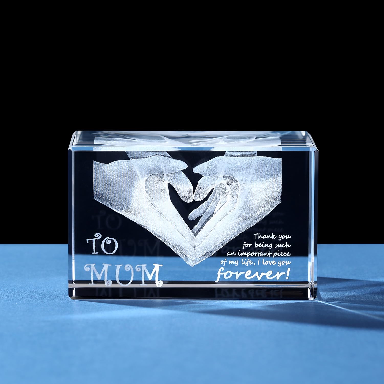 YouerCrystal 3D Crystal Heart Figurine Gifts for Mum Best Mom Gifts, for Mom (MUM)