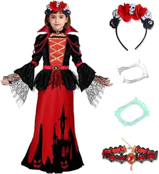 Costume Da Vampiro Per Bambino Con Mantello, Tatuaggi, Dentiera E Corna - Set Halloween DERAYEE