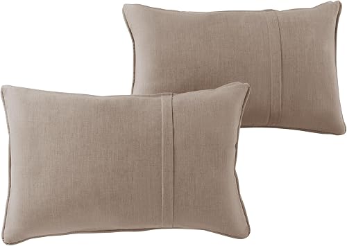 Sunbrella 21 x 14 Rectangle Outdoor Throw Pillow with Removable Cover Set of 2, Cast Ash