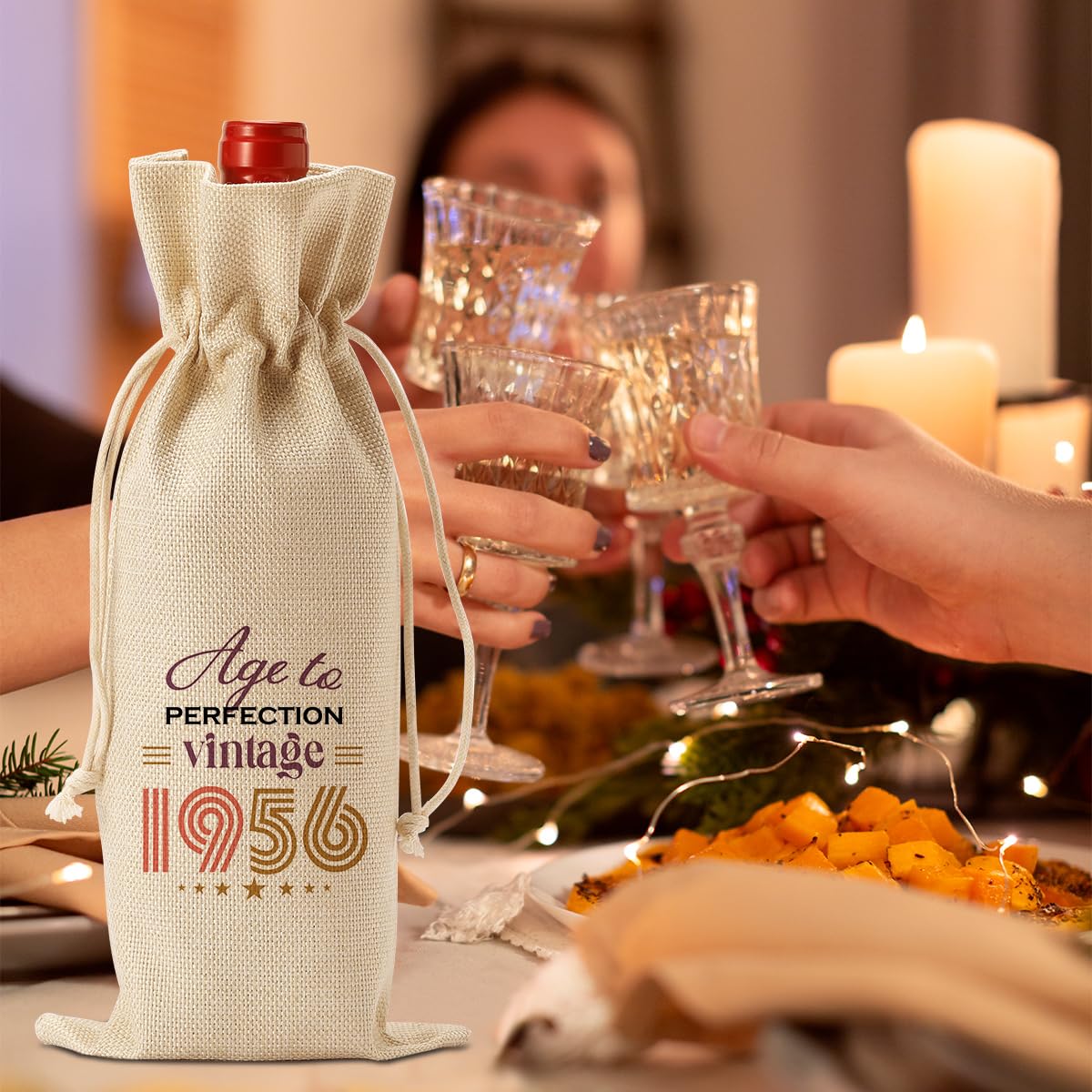 FBCCZEY Divertidos regalos de 70 cumpleaños para mujeres y hombres, bolsa de vino, regalos de cumpleaños para mujer de 70 años, bolsa de regalo de vino de feliz aniversario, decoraciones de fiesta de