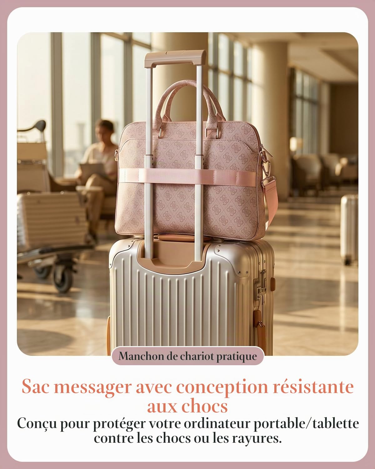 CG MOBILE Guess 4G Sacoche pour ordinateur portable avec fermeture éclair et logo triangle 15" (rose), Rose