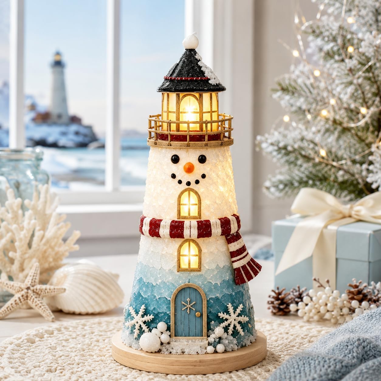 DIY Light‑Up Sea Glass Lighthouse Kit, Adult Beginner Coastal Craft