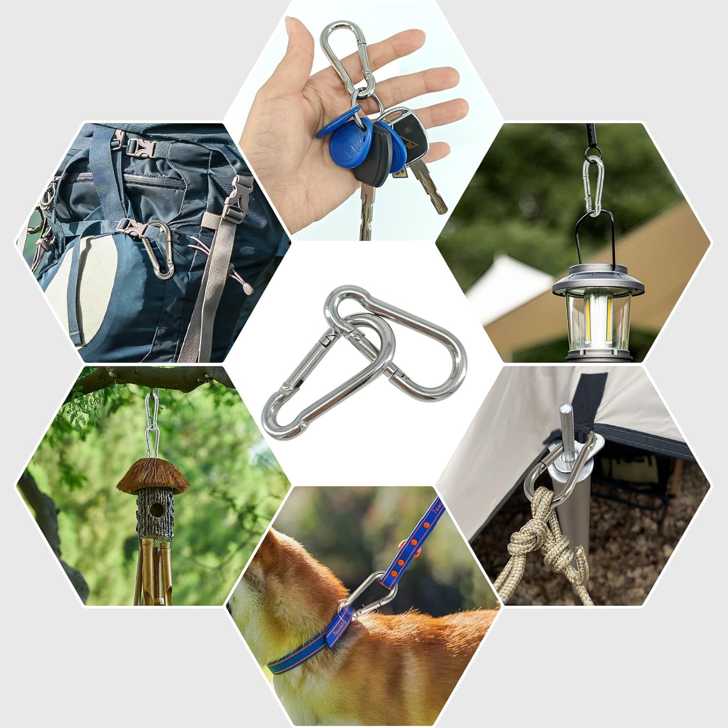 Premium Stainless Steel Spring Snap Carabiner Hooks - 304 Steel Clips, 6-Pack - Image 6