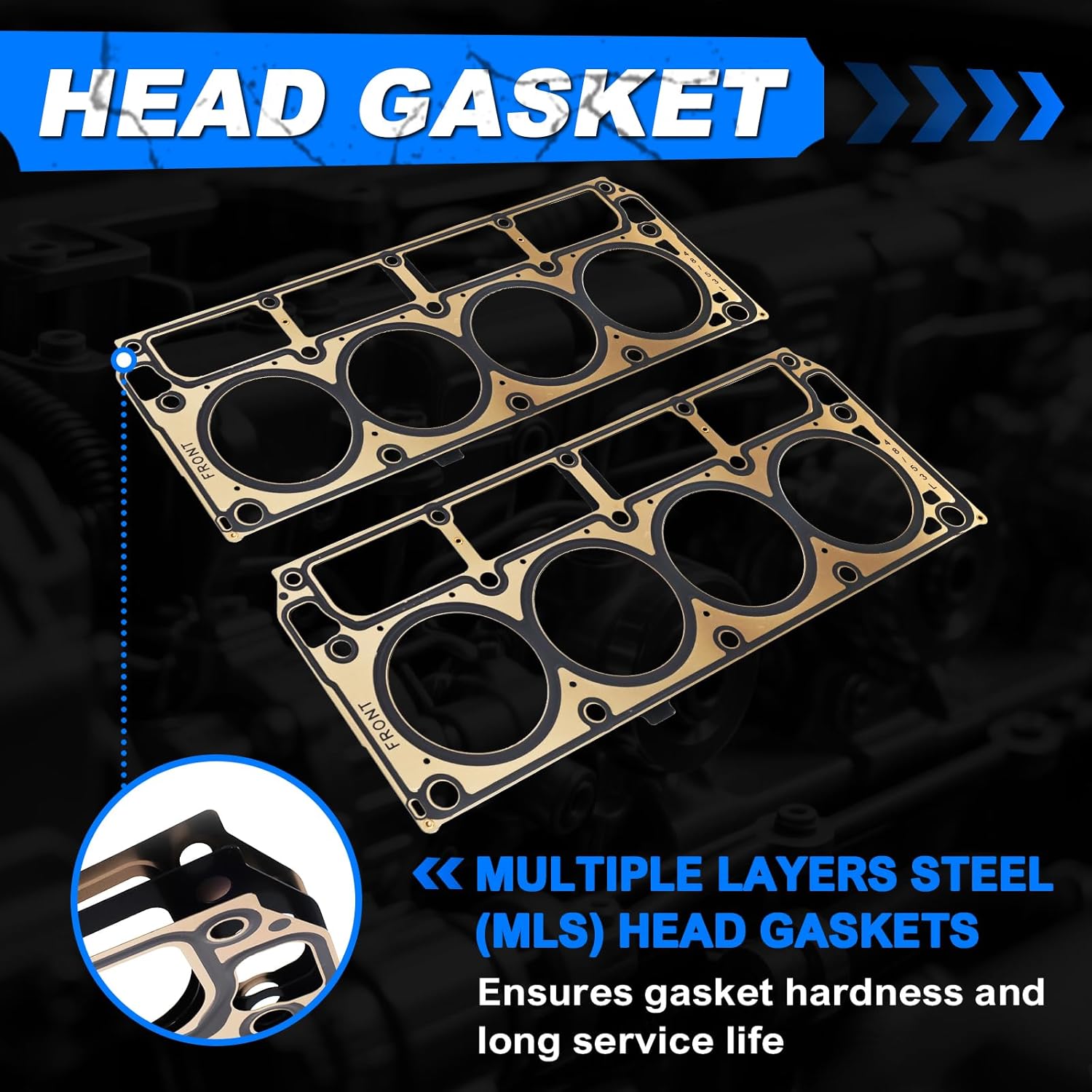 MLS Full Cylinder 5.3 Head Gasket Set Kit w/ ES72220 Bolts, Compatible with 2007-2013 Chevy Silverado 1500 Tahoe Suburban, GMC Sierra Yukon, Buick 5.3L V8 Engines