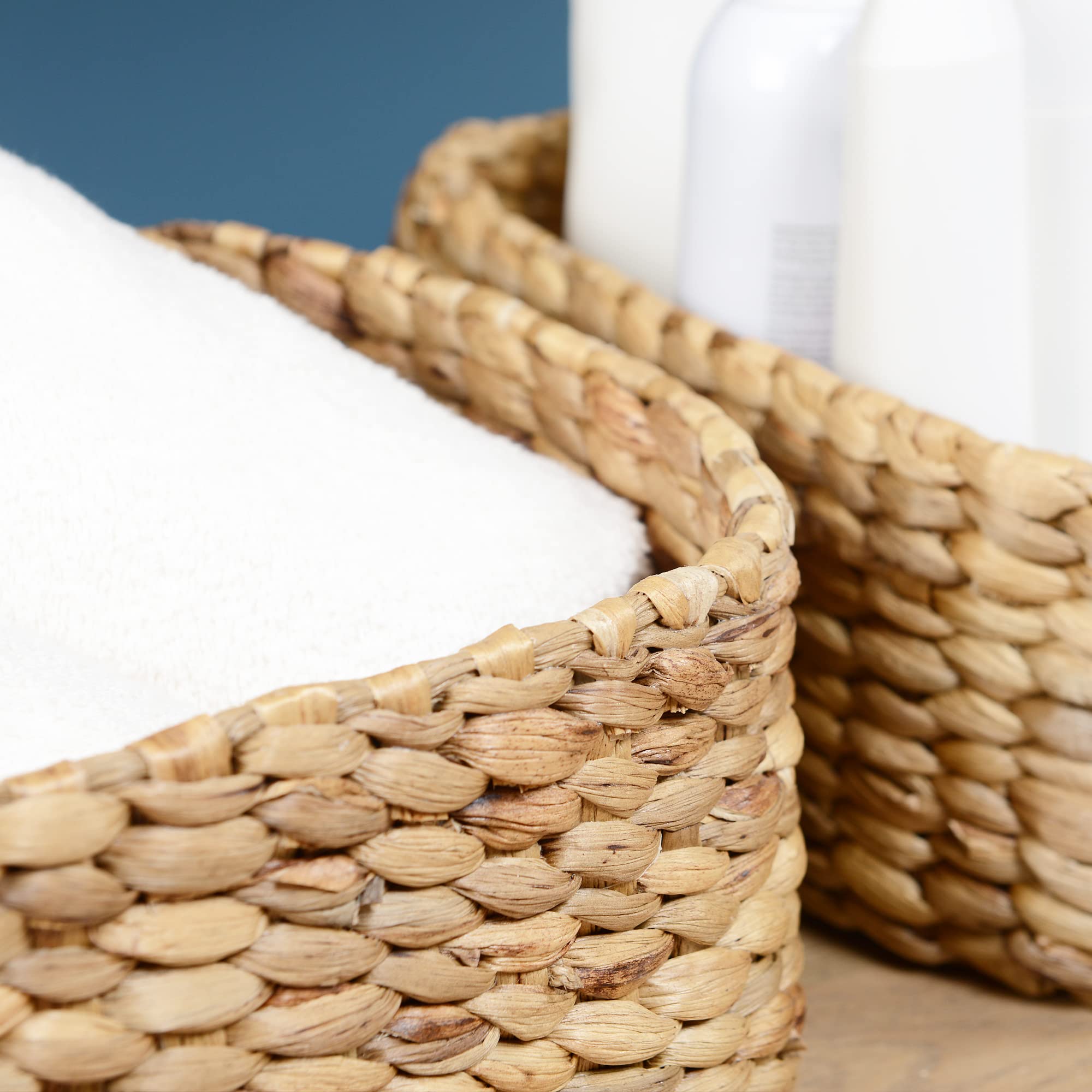 Omino - Cesta de almacenamiento (tamaño grande), diseño de jacinto de agua natural