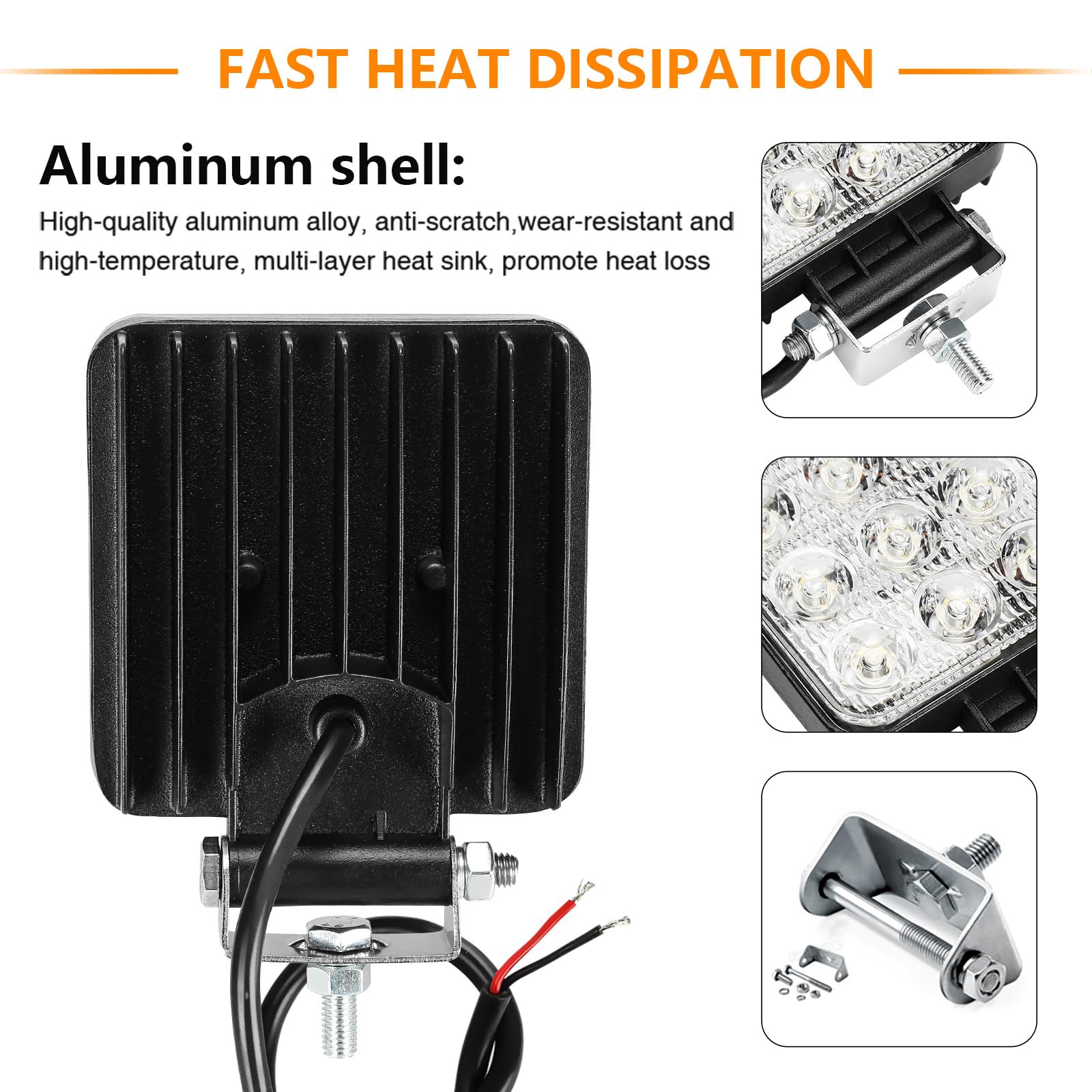 4 fari da lavoro a LED da 48 W, 12 V, 4320 lm, LED 6500 K, IP67, impermeabili, per Trecker Offroad SUV