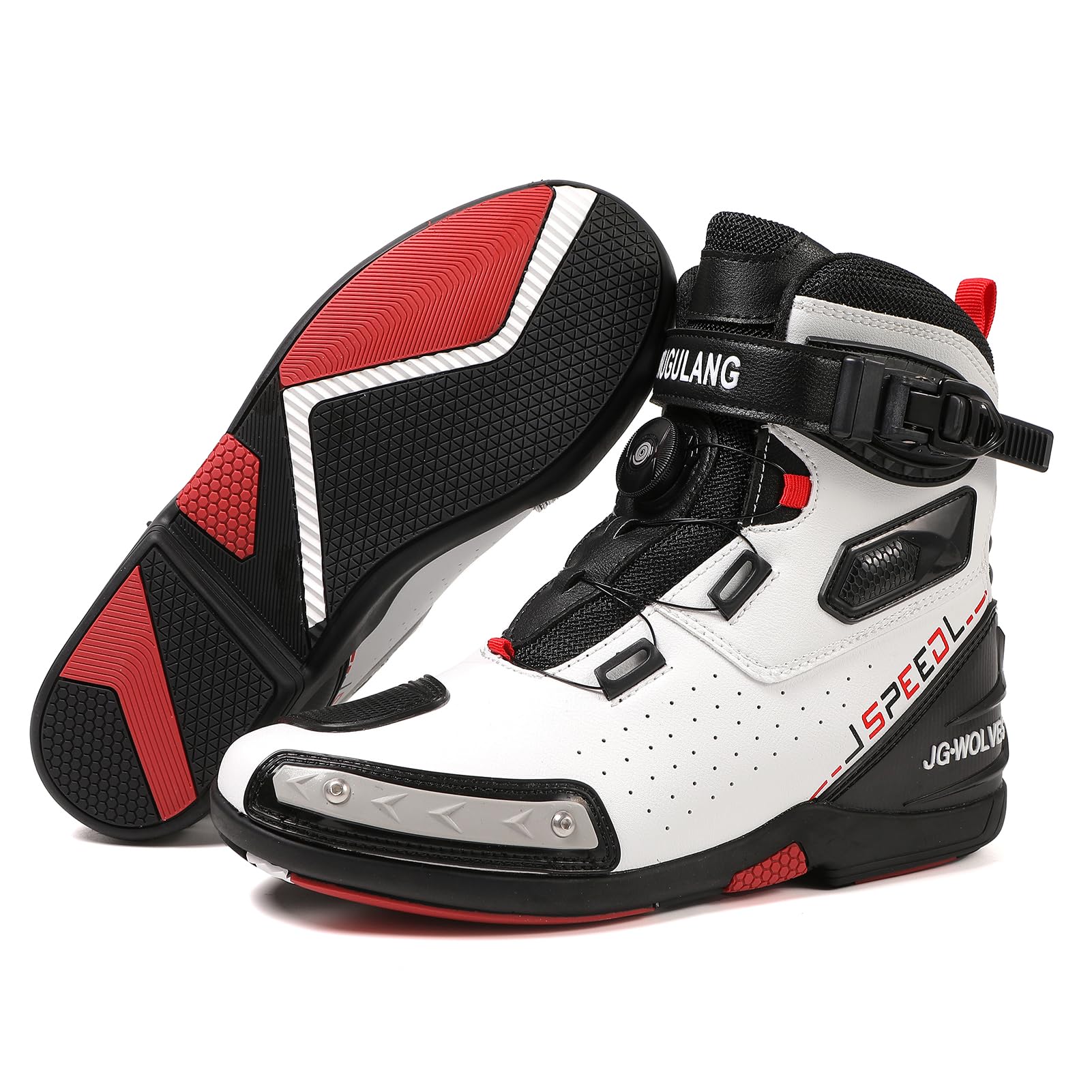 Scarpe da Moto Uomo Stivali Motocross - Protezione Caviglia | Stivali Motociclisti Chiusura Rapida, estivi traspiranti e impermeabili Antiscivolo, Resistenti e Rinforzate