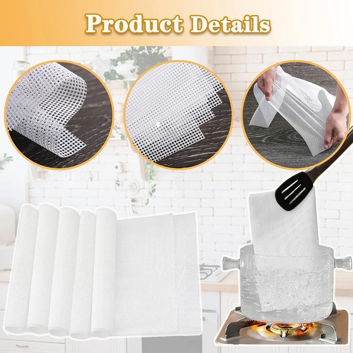 10PCS Non Stick Silicone Baking Mat, 15.74”x23.62” Reusable Steamer Liners Mesh Pad for Home Kitchen Baking Use, White