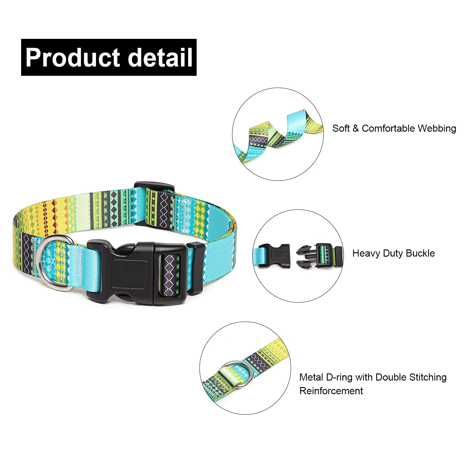 Adjustable Dog Collar with Patterns, Ultra Comfy Soft Nylon Breathable Pet Collar for Small Medium Large Dogs (L, Floral Orange) — view 208