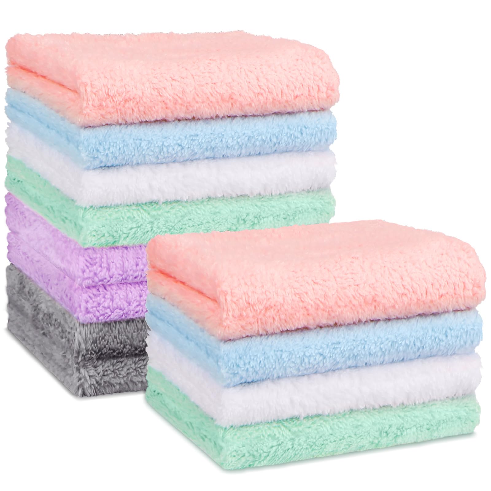 Orighty Baby Washcloths 12 Pack Microfiber Coral Fleece Baby Face Towels Soft and Absorbent Wash Cloths for Newborns
