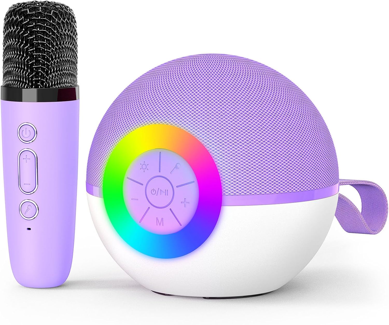 goopow Mini Karaoke Machine Speaker for Kids Adults, Portable Bluetooth Microphone Song Toys with LED Light, Best Chritmas Birthday Festival Gift for 3 4 5 6 7 8+ Year Old Girls Boys (Purple)