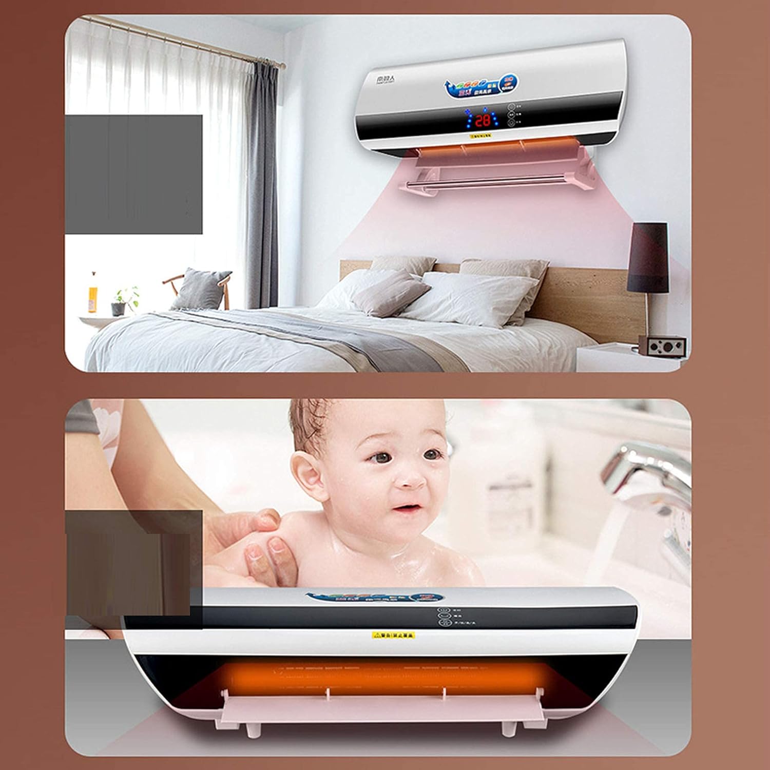 Wall-Mounted Air Conditioner 2000W Electric Over Door Heater Air Curtain Screen Heater with PTC Element,Remote Control And Timer Electric Fan Heater - Hot And Cold Dual-Use (A)
