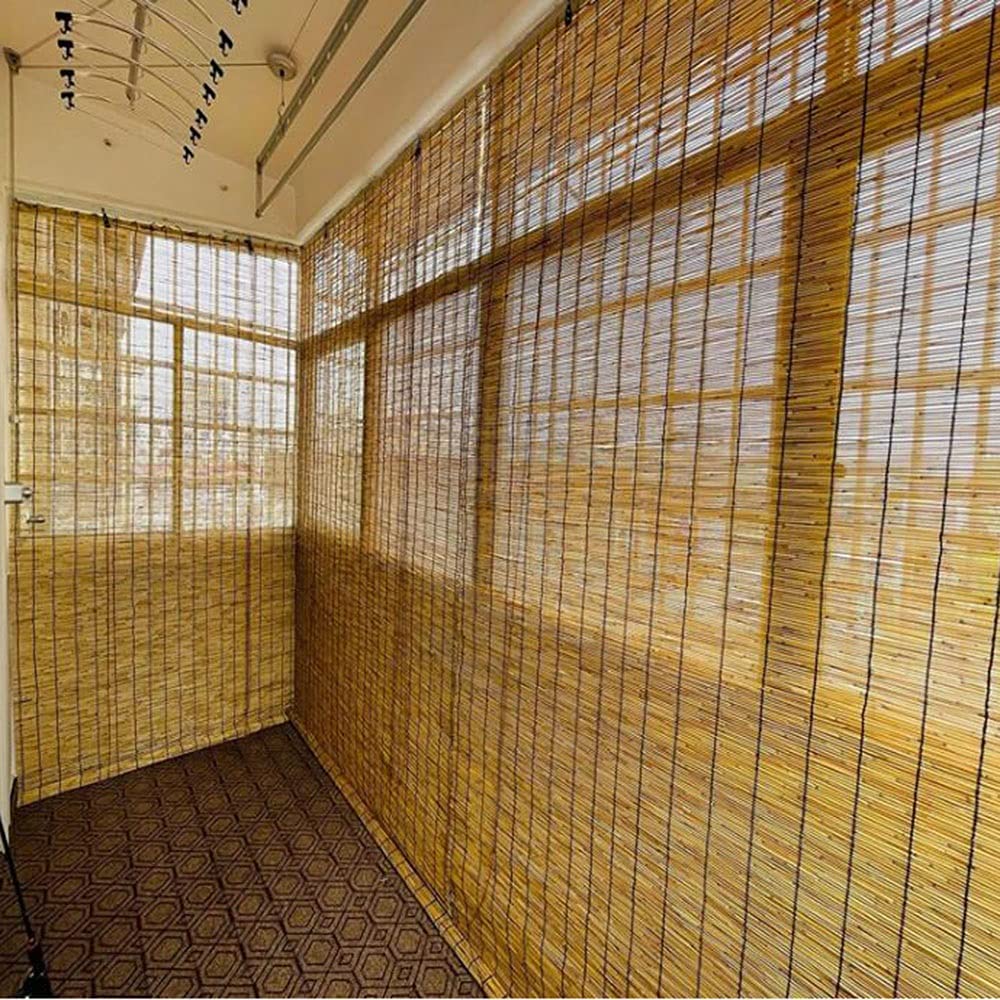 XIAOLIN Rzymskie Okno Żaluzji,Bambusowe Rolety REED,Retro Carbonize Oddychające Zasłony,Balkon,Biuro,Shade Sun/Anti-UV (Color : Clear, Size : W110xL110cm)