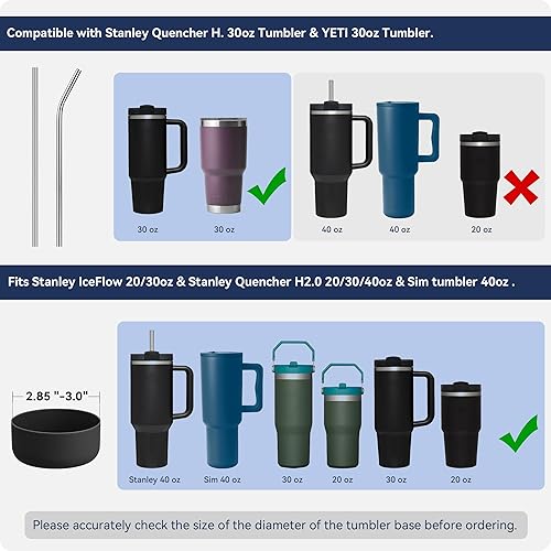 Miniatura 2 de Pajitas de metal reutilizables para vaso de 30 onzas, pajitas de acero inoxidable con funda protectora de silicona para Yeti, Stanley, BJPKPK, DS