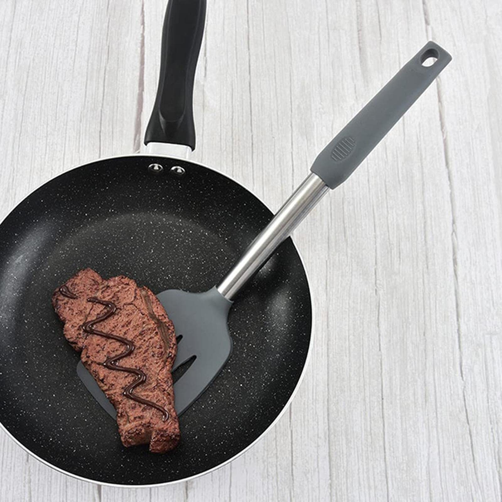 El Mejor Juego de Utensilios de Cocina de Silicona con Mango de Acero Inoxidable, espátula, Cuchara para Sopa, Cepillo, Cuchara, colador de Pasta, Utensilios de Cocina antiadherentes