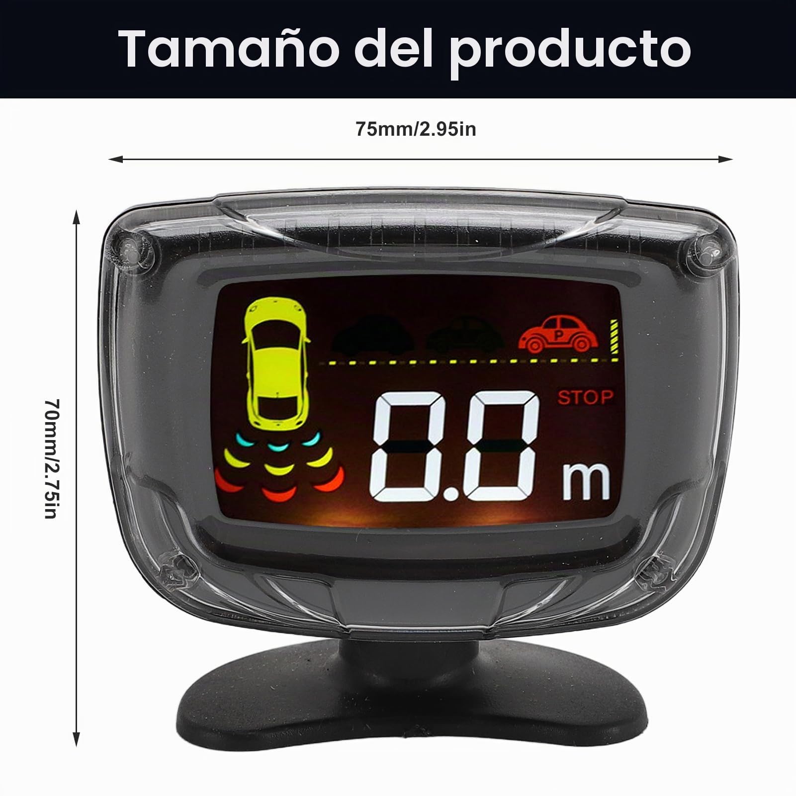 Garsent de ra Dar de Respaldo Inverso para Vehículo, con 4 Sensores de Estacionamiento, Kit de Detección de Distancia Trasera, Advertencia de Sonido por Voz, Monitor de Pantalla LCD,