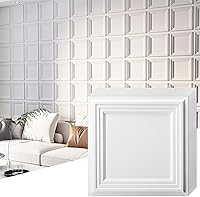Art3d 33-Pack 3D Textured White Accent Wall Panels - Waterproof PVC, 11.8x11.8in Covers 32 Sq Ft for Living Room, Bedroom, Office