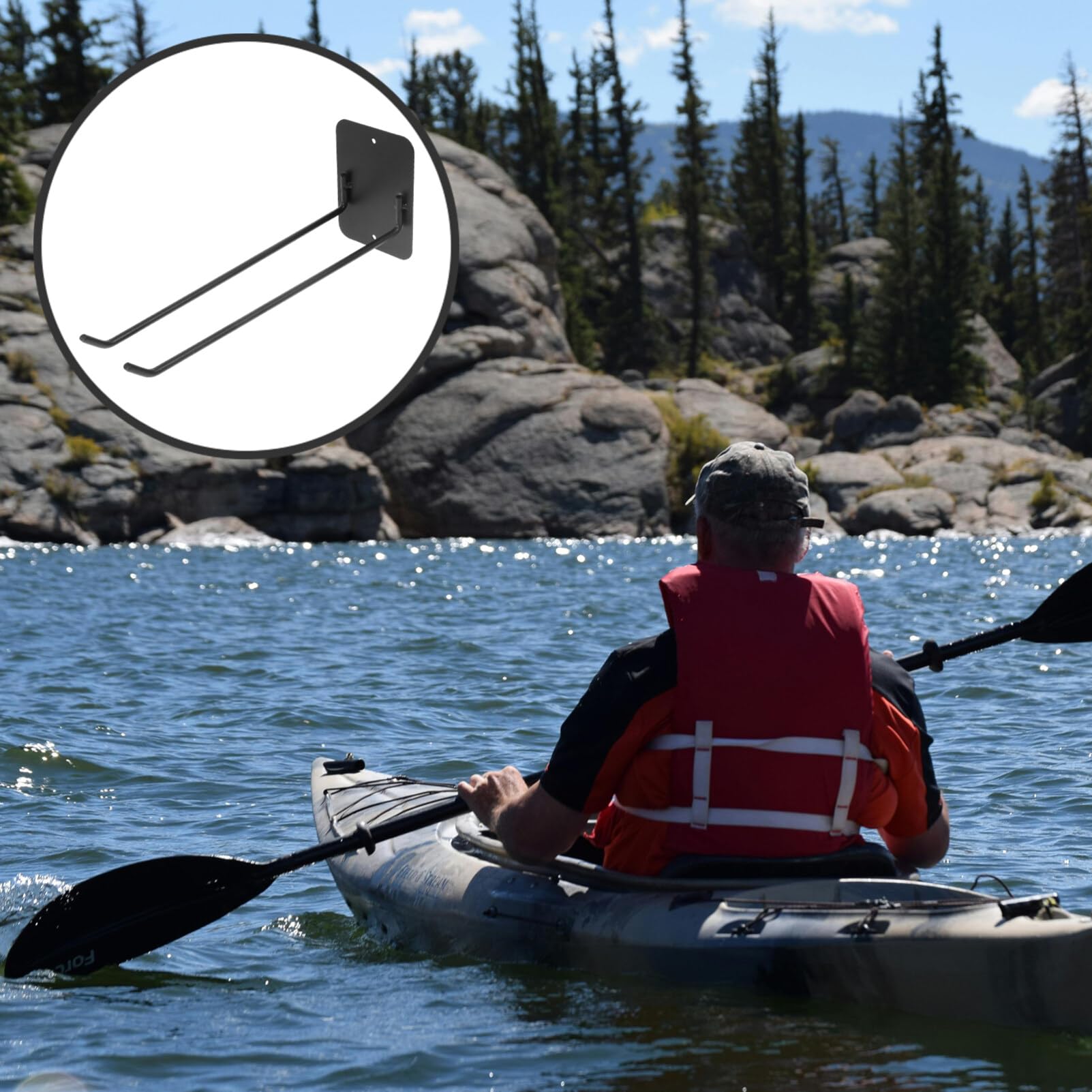 Yardwe Kayak Paddle Bracket Paddle Wall Rack Iron Storage Bracket for Kayak Screws