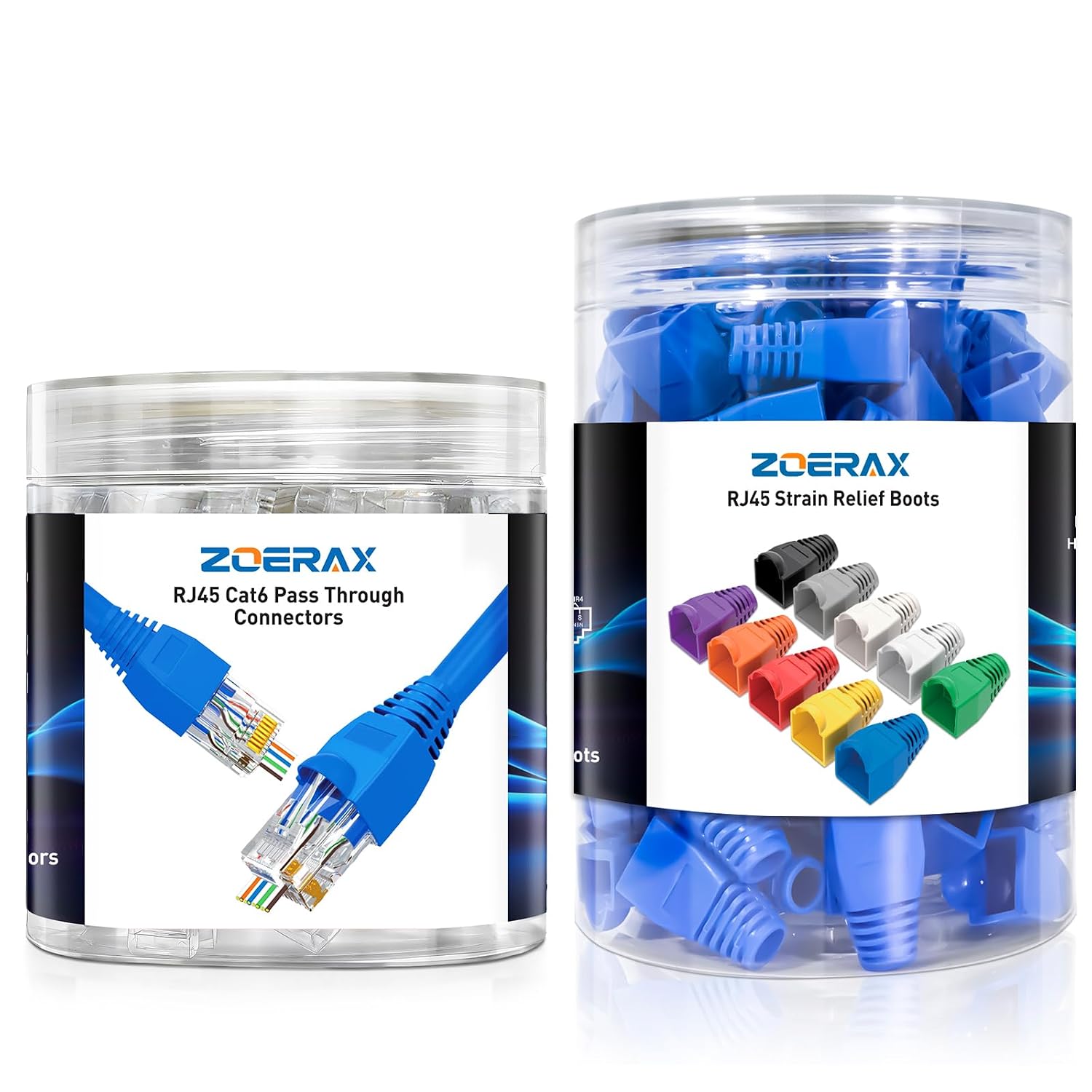 100-Pack Cat6A RJ45 Pass Through UTP Connectors