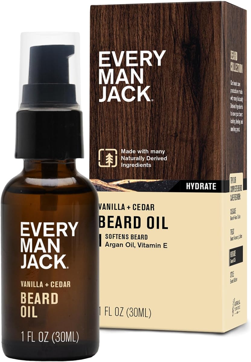 Hydrating Beard Oil for Men, Vanilla Cedar, 1oz | Relieves Itch, Adds Shine, Naturally Moisturizing Shea Butter & Argan Oil, No Parabens Phtalathes Dyes, Beard & Mustache Care