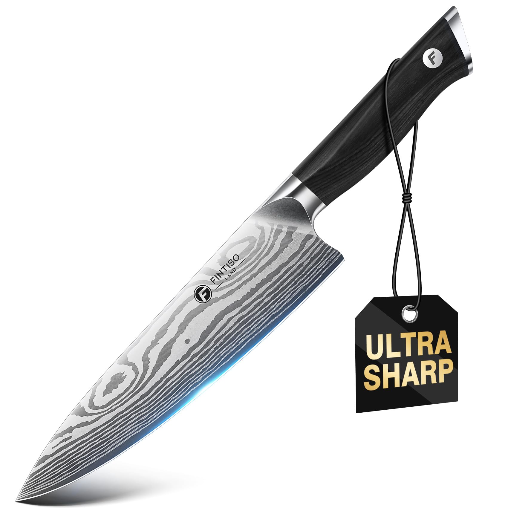 FINTISO 8 Inch Japanese Chef Knife,2026 New Upgrade Kitchen Knife High CarbonJapanese Powder Steel Kitchen Knife with Ergonomic Sakuragi Handle Chef Knives Set