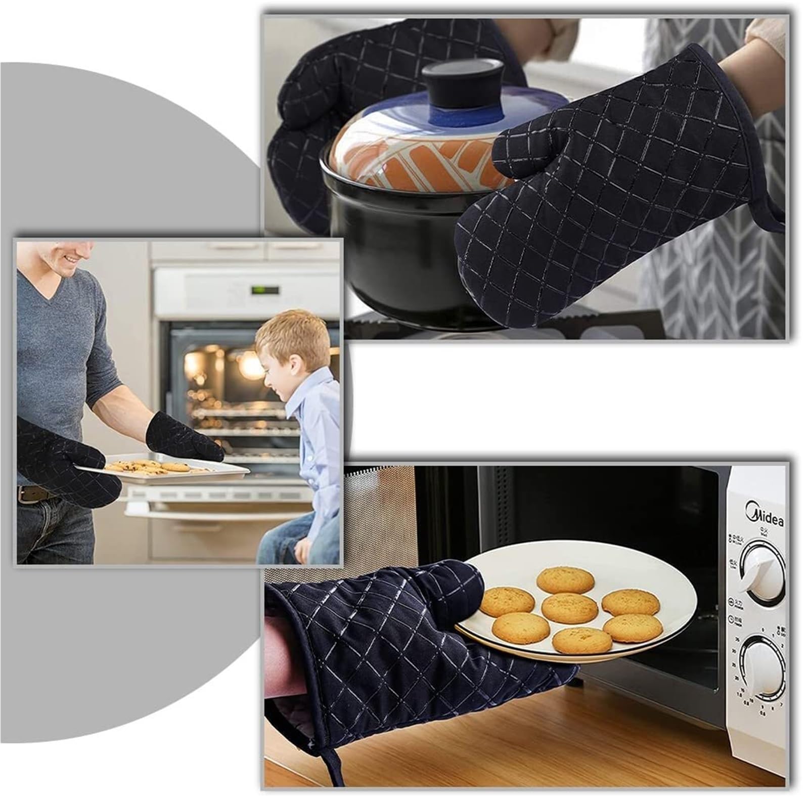 Manoplas Horno Paquete De 2 Manoplas For Horno, Guantes Antideslizantes Resistentes Al Calor For Cocinar, Hornear Y Asar Guantes Horno Cocina(Rot)
