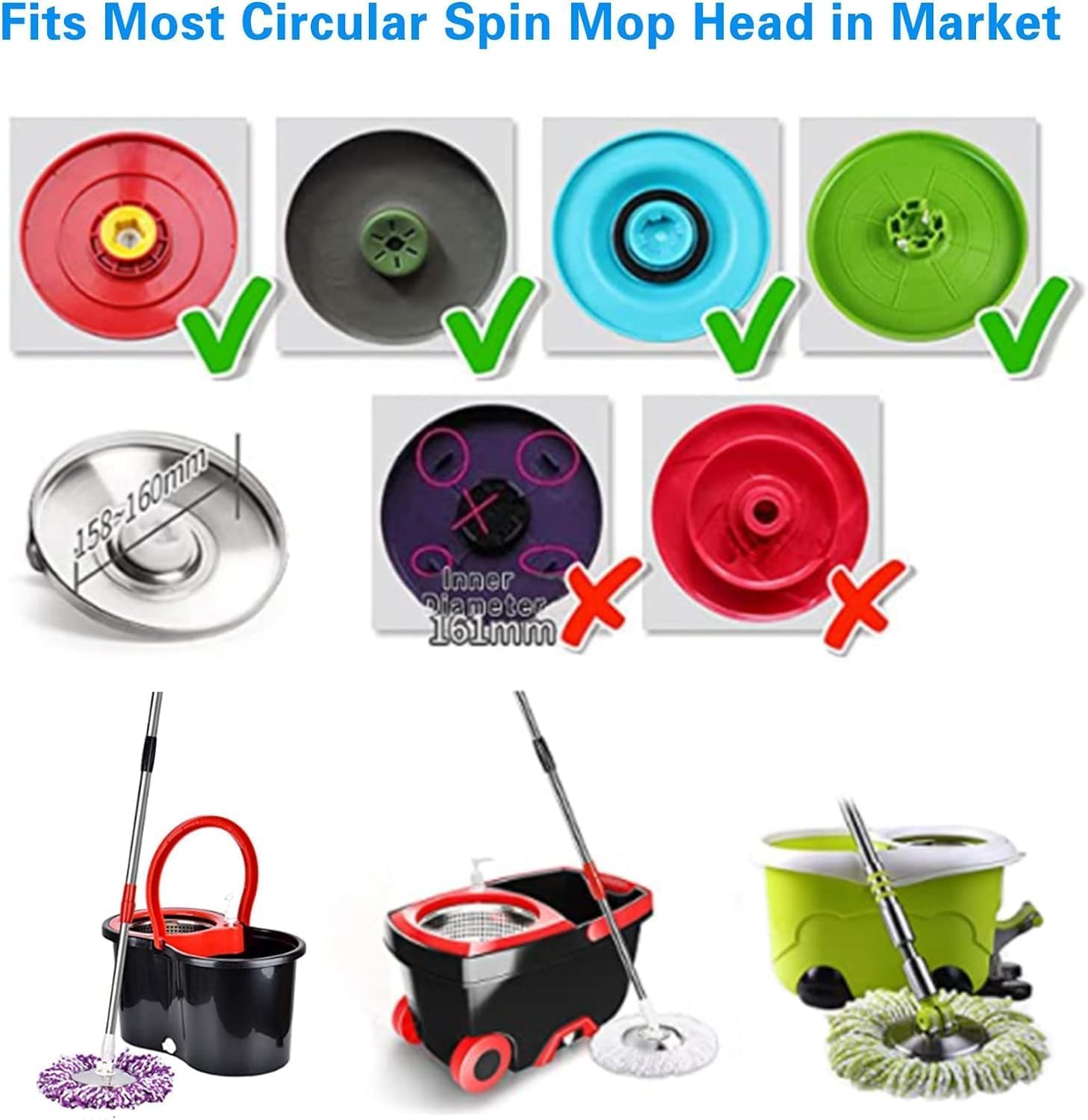 4-pack spin mop vervangende kop - inclusief 1 roterende dweilbasis - EasyWring Mop navullingen compatibel met O ceder mop vervangen hoofd, microfiber dweilen voor vloerreiniging voor driehoek spin-mop