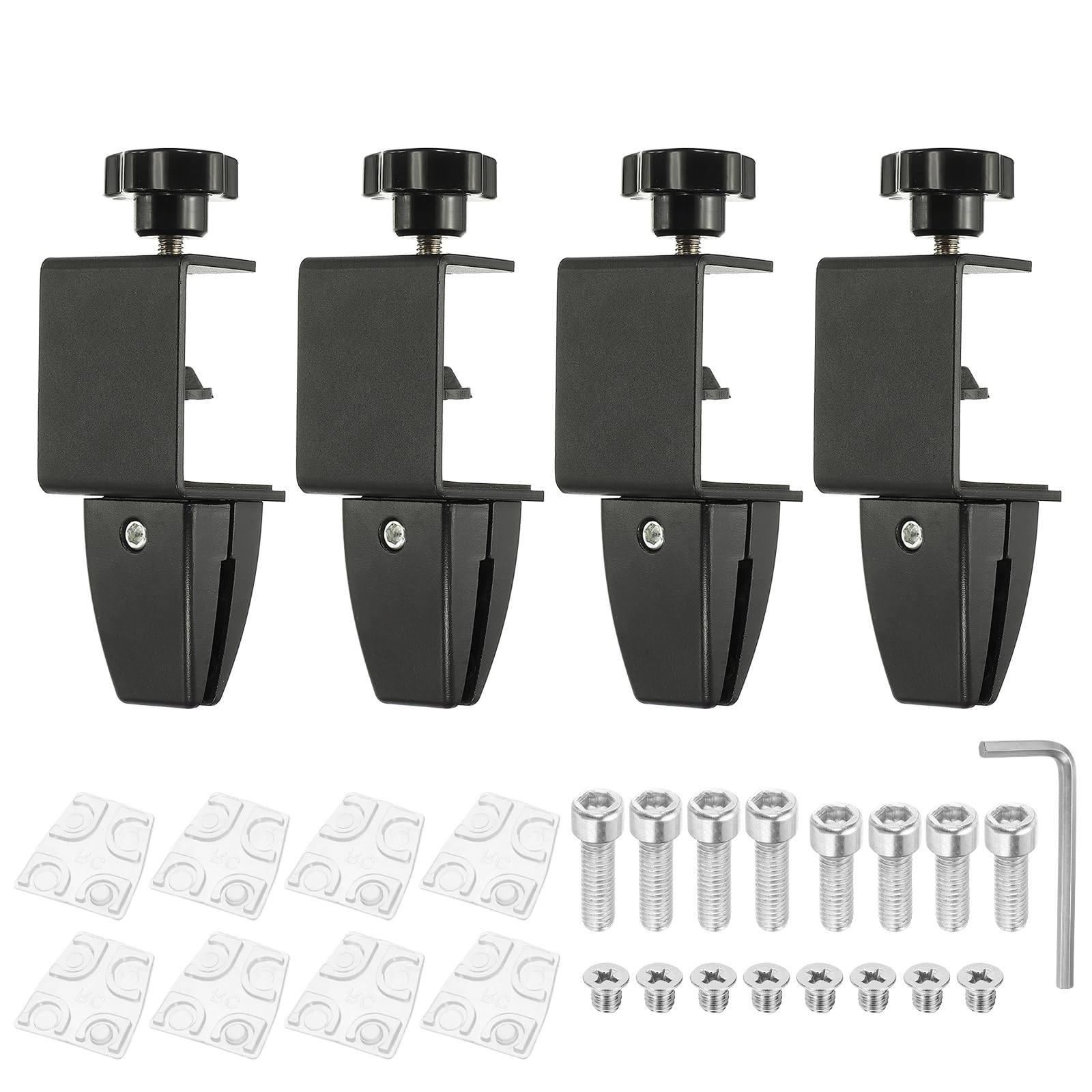 Pince de séparation de bureau PATIKIL en aluminium noir lot de 4 pour écrans de table