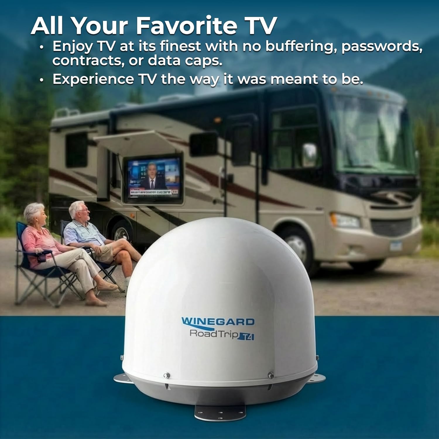 Winegard RT2000T Roadtrip T4 in-Motion RV Satellite Antenna – White