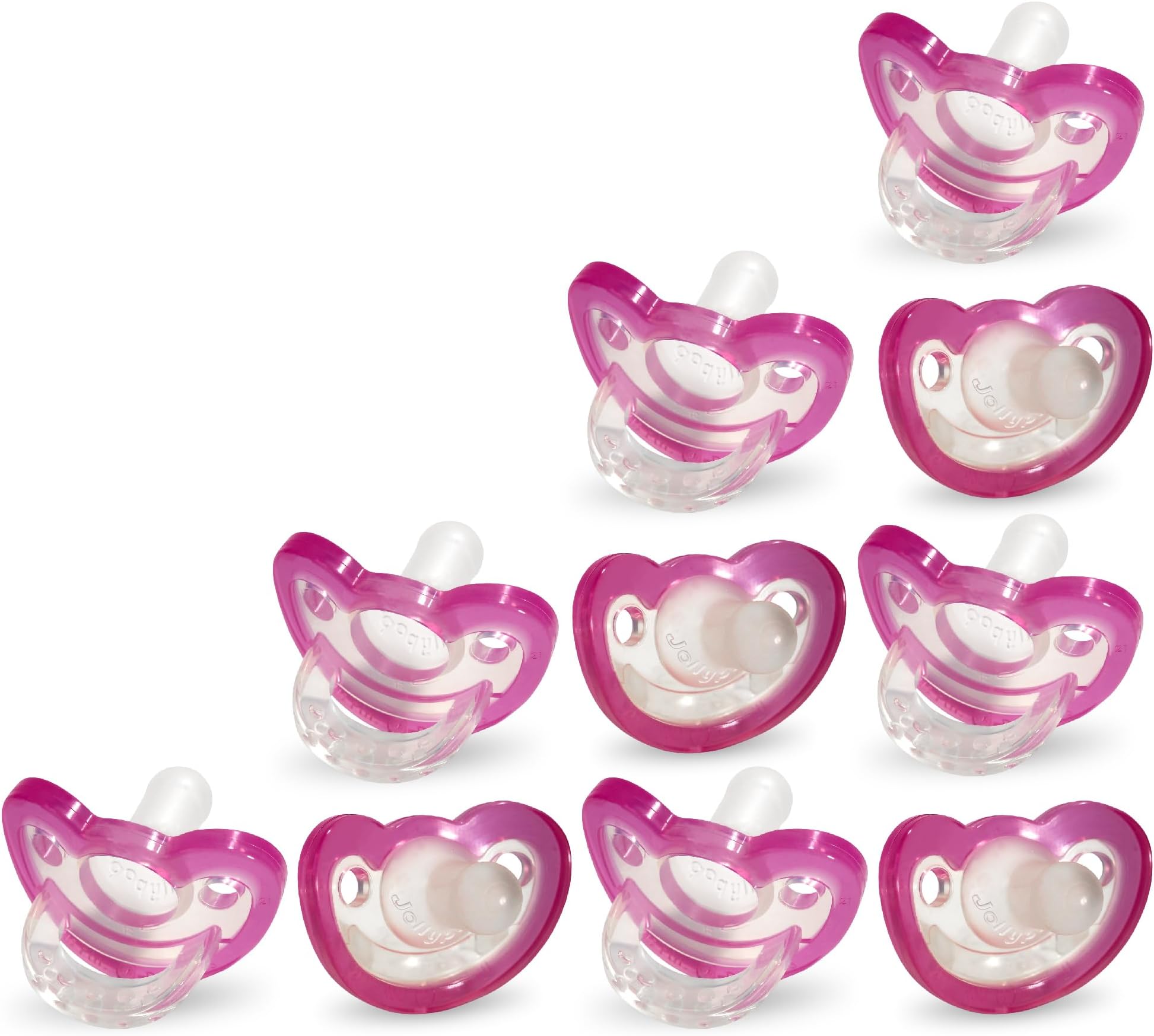 Jollypop Pacifier for Babies 3 Months and Up, USA Made, Natural Shaped Orthodontic Binky, Lovingly Shared in NICUs & Hospitals Worldwide, Medical-Grade 100% BPA-Free - 2 Pack - Pink