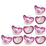 RaZbaby Jollypop Pacifier for Newborns & Up, USA Made, Natural Shaped Orthodontic Binky, Lovingly Shared in NICUs & Hospitals Worldwide, Medical-Grade 100% BPA-Free - 0-3 Months, 10 Pack - Pink