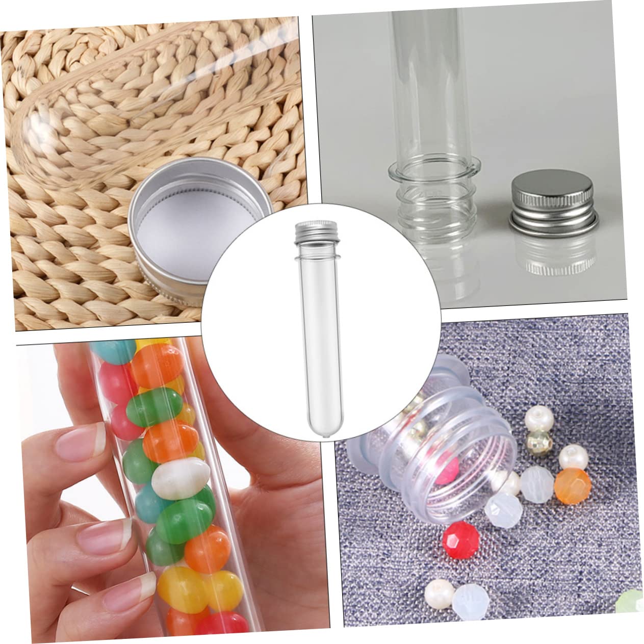 Mobestech 50 Piezas Frascos De Tubo De Ensayo Transparentes para Baño y Dulces Tubos De Almacenamiento De Pet Uso Laboratorio y Manualidades