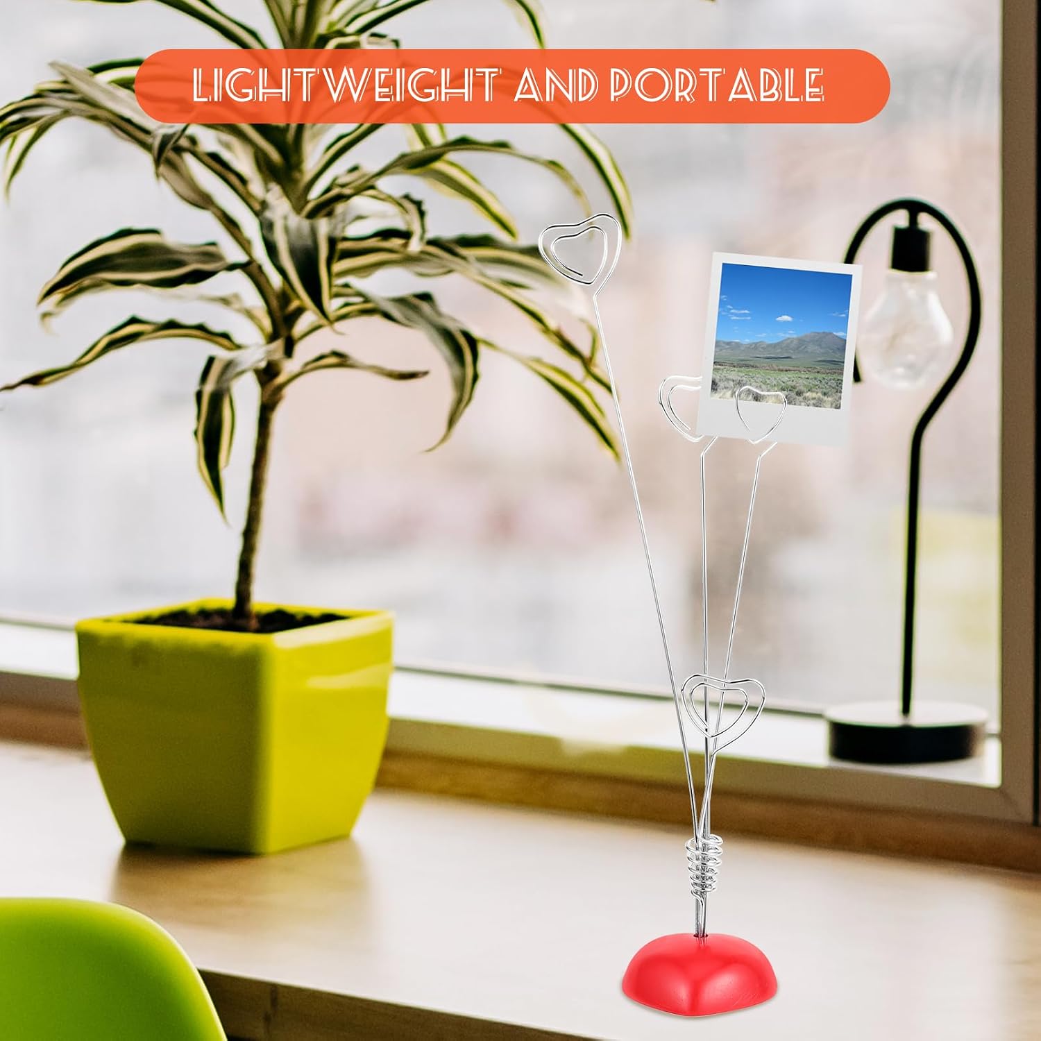 Beavorty Heart Shaped Photo Clip Holder Tree with 4 Red Clips for Displaying Photos Notes Cards Home Decor Valentine Party Desk Accessory 10.23X1.96X1.96In